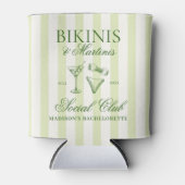 Bikinis en Martinis Groen Gestreepte Blikjeskoeler (Voorkant)