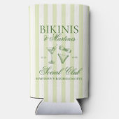Bikinis en Martinis Groene Strepen Seltzer Blikjeskoeler (Achterkant)