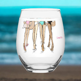 Bikinis en Martinis Meisjesweekend Cadeautje Wijnglas Zonder Voet