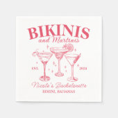 Bikini's en Martinis rood vrijgezellenfeest Servet (Voorkant)