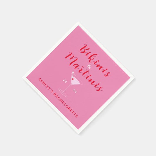 Bikinis en Martinis Roze & Rode Meidenavondfeest Servet (Hoek)