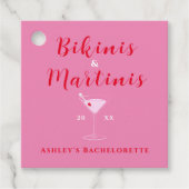 Bikinis En Martinis Roze & Rode Meidenavondfeestje Bedankjes Labels (Voorkant)