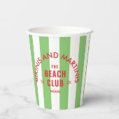 Bikinis En Martinis The Beach Club Green Stripe Papieren Bekers (Achterkant)