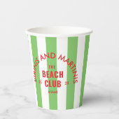 Bikinis En Martinis The Beach Club Green Stripe Papieren Bekers (Voorkant)