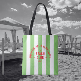 Bikinis en Martinis The Beach Club Green Stripe Tote Bag