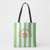 Bikini's en Martini's The Beach Club Green Stripe Tote Bag (Voorkant)