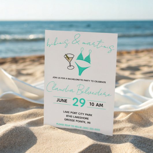 Bikinis en Martinis Thema Afscheid van de Meisjes Kaart