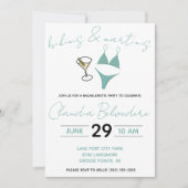 Bikini's en Martinis Theme Bachelorette Party Kaart (Voorkant)