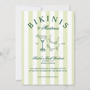 Bikinis en Martinis Vintage Bachelorette Weekend Kaart