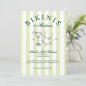 Bikinis en Martinis Vintage Bachelorette Weekend Kaart (Staand voorkant)