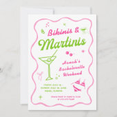 Bikini's en Martinis vrijgezellenfeest Kaart (Voorkant)