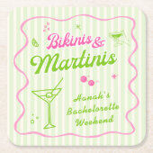 Bikini's en Martins vrijgezellenfeest Kartonnen Onderzetters (Voorkant)