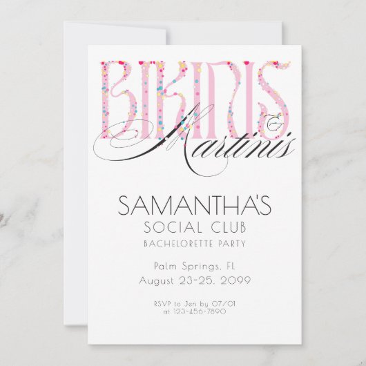 Bikini's & Martini Beach Bach Tropische Bacheloret Kaart (Voorkant)