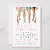 Bikinis & Martinis Bachelorette / Bruids Weekend Kaart (Voorkant)