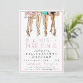 Bikinis & Martinis Bachelorette / Bruids Weekend Kaart (Staand voorkant)