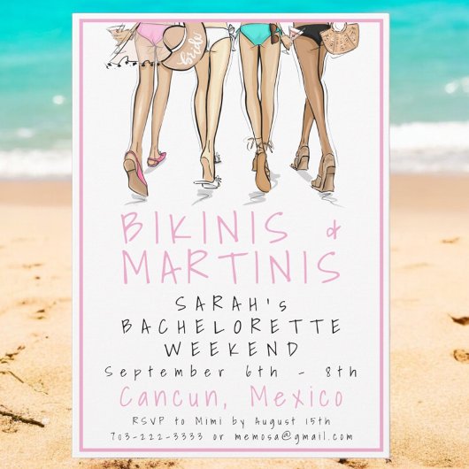 Bikinis & Martinis Bachelorette / Bruids Weekend Kaart