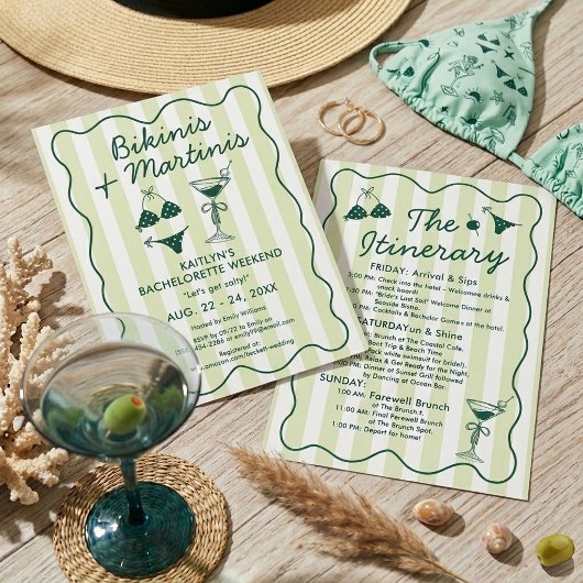 Bikinis & Martinis Bachelorette Feest Itinerarium Kaart