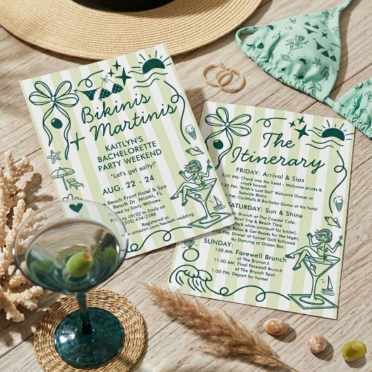 Bikinis & Martinis Bachelorette Feest Itinerarium Kaart