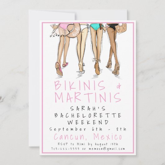 Bikinis & Martinis Bachelorette-feestweekend Kaart (Voorkant)