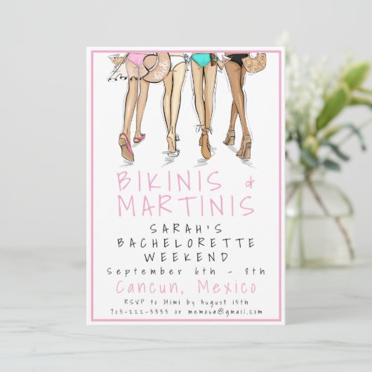 Bikinis & Martinis Bachelorette-feestweekend Kaart (Staand voorkant)