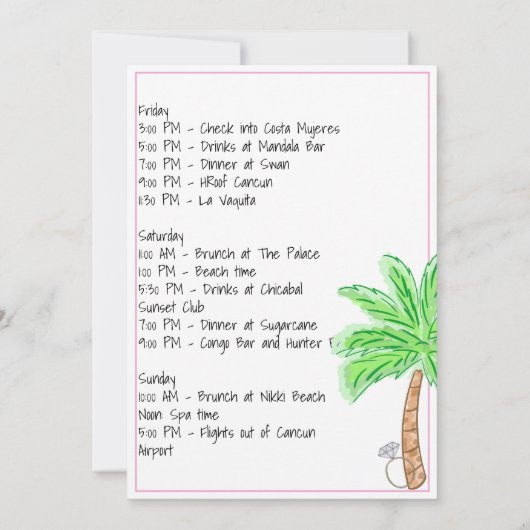 Bikinis & Martinis Bachelorette-feestweekend Kaart (Achterkant)