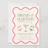 Bikini's & Martinis Bachelorette Party Hand getrok Kaart (Voorkant)