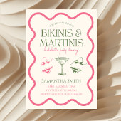 Bikini's & Martinis Bachelorette Party Hand getrok Kaart