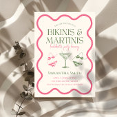Bikini's & Martinis Bachelorette Party Hand getrok Kaart