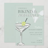 Bikinis & Martinis Bachelorette Party Invitation Kaart (Voorkant / Achterkant)