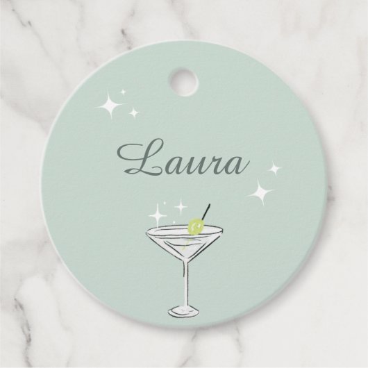 Bikinis & Martinis Bachelorette Party Naambadge Bedankjes Labels (Voorkant)