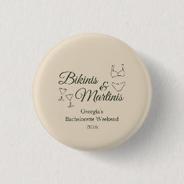 Bikinis & Martinis Bachelorette Weekend Ronde Button 3,2 Cm
