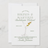 Bikini's & Martinis Bachelorette Weekenduitnodigin Kaart (Voorkant)