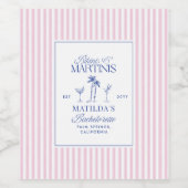 Bikinis & Martinis Bachelorette Wijnfles Etiket (Enkel label)