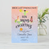 Bikini's & Martinis Beach Tropische Hen Bacheloret Kaart (Staand voorkant)