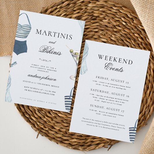 Bikini's & Martinis Blauw Hen Bachelorette Weekend Kaart