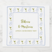 Bikini's & Martinis Blue Olive vrijgezellenfeest Likeurfles Etiket (Enkel label)