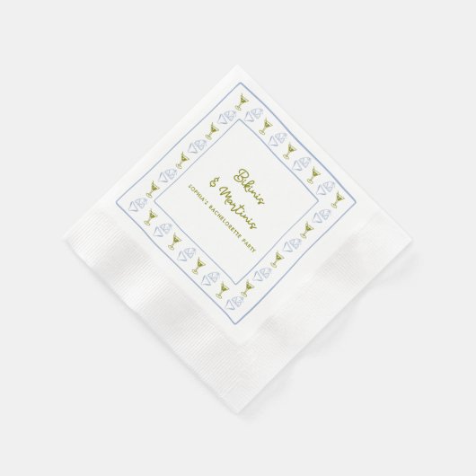 Bikini's & Martinis Blue Olive vrijgezellenfeest Servet (Hoek)