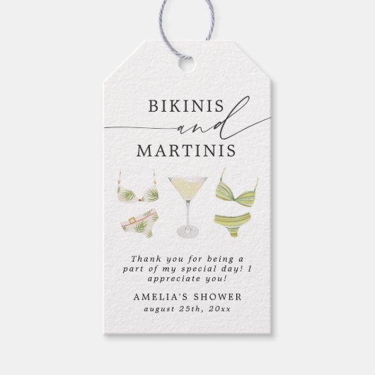 Bikinis & Martinis Bruidsfeest Borrel Cadeaulabel (Voorkant)
