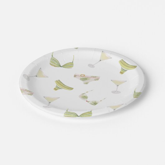 Bikinis & Martinis Bruidsfeest Borrel Papieren Bordje (Gekanteld)