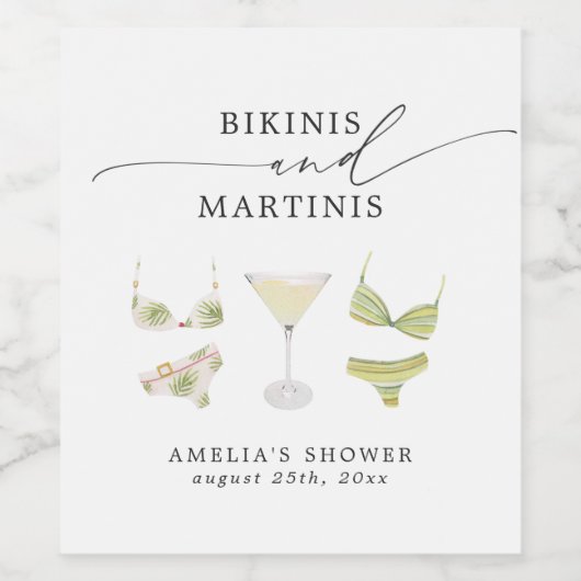 Bikinis & Martinis Bruidsfeest Jonggezellenfeest Wijn Etiket (Enkel label)