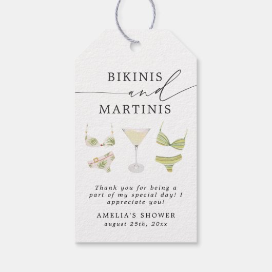 Bikinis & Martinis Bruidsmeisje Uitnodiging Cadeaulabel (Achterkant)