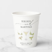 Bikinis & Martinis Bruiloftsborrel Bachelorette Papieren Bekers (Achterkant)