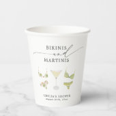 Bikinis & Martinis Bruiloftsborrel Bachelorette Papieren Bekers (Voorkant)