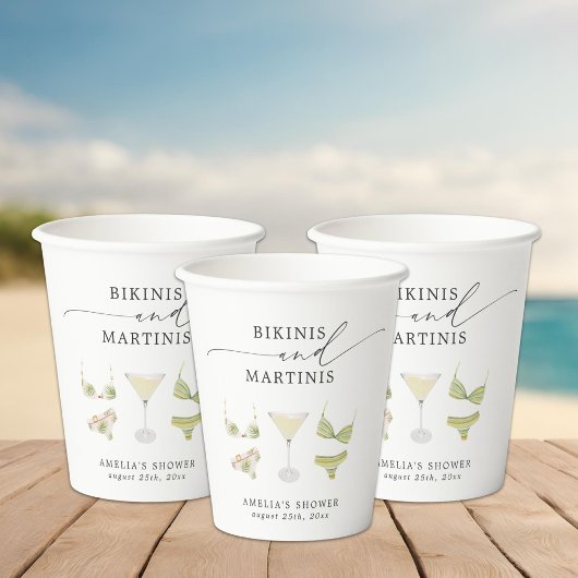 Bikinis & Martinis Bruiloftsborrel Bachelorette Papieren Bekers