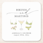 Bikinis & Martinis Bruiloftsfeest Bachelorette Kartonnen Onderzetters (Voorkant)