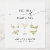 Bikinis & Martinis Bruiloftsfeest Bachelorette Wijn Etiket (Enkel label)