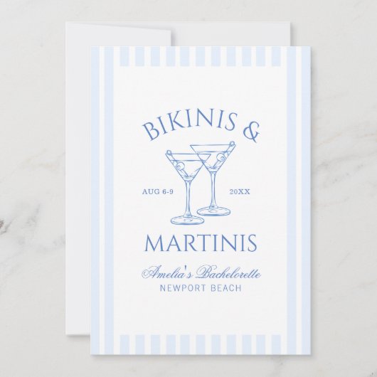 Bikinis & Martinis Green Bachelorette Weekend Invi Kaart (Voorkant)
