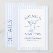 Bikinis & Martinis Green Bachelorette Weekend Invi Kaart (Voorkant / Achterkant)