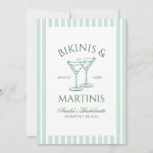 Bikini's & Martinis Green Bachelorette Weekend Kaart (Voorkant)