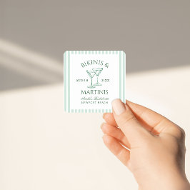 Bikini's & Martinis Green Bachelorette Weekend Vierkante Sticker